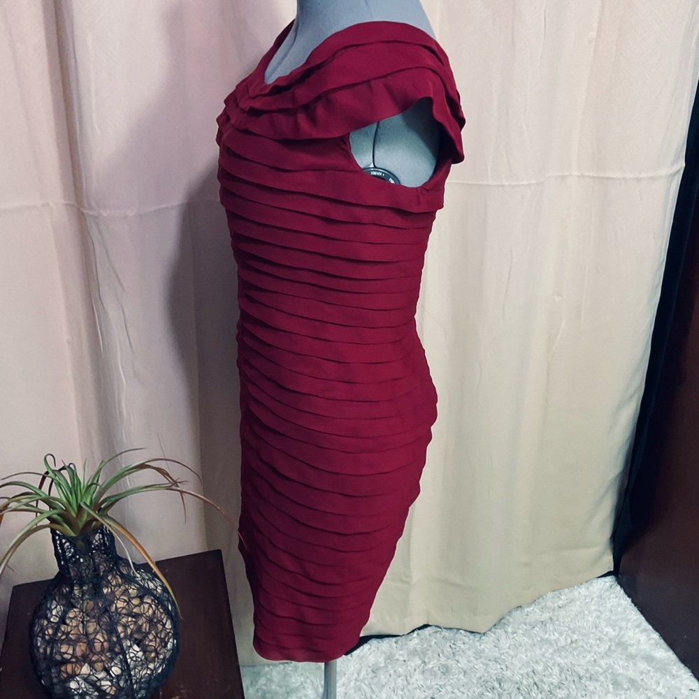 Adrianna Papell Burgundy Layered Dress - Picture 4 of 12